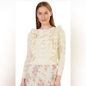 Loveshackfancy Kennie Sweater In Cream Size S NWT Love Shack Fancy 100% Cotton